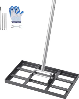 Zdjęcie produktu dla Zgrabiarka do trawników – grabie do wyrównywania – uchwyt 198 cm – płyta podstawy 43,1 x 25,4 cm – stal węglowa odporna na rdzę – 5-stopniowa regulacja wysokości – do trawników, podwórek i pól golfowych