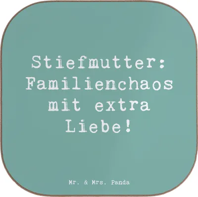 Produktbild von Mr. & Mrs. Panda Untersetzer für Gläser Spruch Stiefmutter Liebe - Meeresbrise - Geschenk, gläseruntersetzer, Tasse, Verwandte, Stiefkind, Beziehung, eckiger, Jubiläen