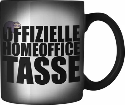 Produktbild von Trendation - Offizielle Homeoffice Farbwechsel Zauber-Tasse Faultier Lustig - Geschenk Männer, Home Office Spruch KaffeFarbwechsel Zauber-Tasse Beidseitig Bedruckt (Schwarz)