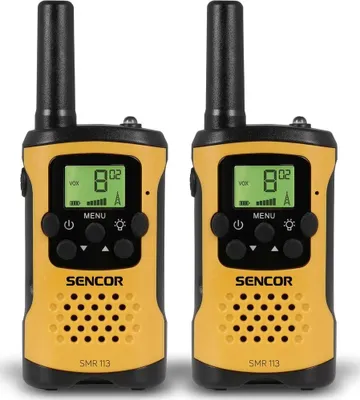 Image de SENCOR SMR 113 Set de deux radios/émetteurs mobiles, portée jusqu'à 5km, 16 canaux avec 38 codes CTCSS, bande de fréquence 446MHz, recherche/suivi des canaux, 10 tonalités d'appel, fonction VOX, suppression du bruit