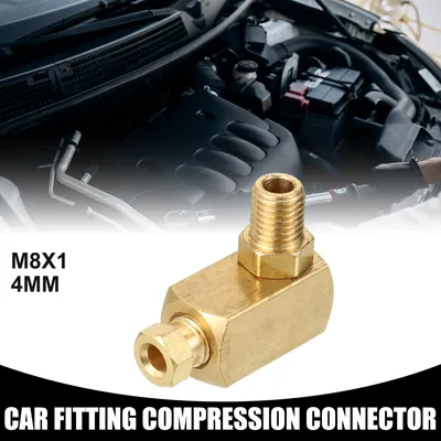 Image de 1 Pc Raccord en laiton pivotant à 90 degrés universel M8x1 - Adaptateur de raccord de tuyau pour voiture - Connecteur de raccord en laiton - Ton or en laiton