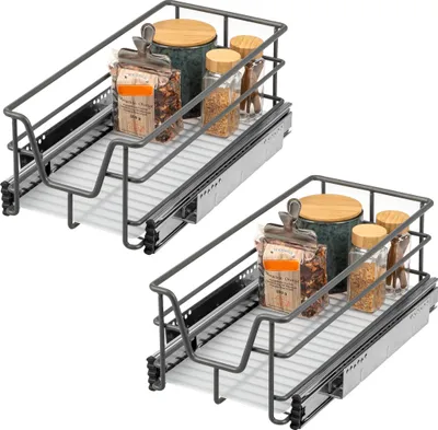 Zdjęcie produktu dla bremermann szuflady teleskopowe zestaw 2 - 30 cm z półką, szuflada kuchenna do doposażenia, wykonana z metalu (szara)
