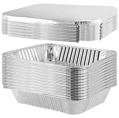 Zdjęcie produktu dla Tacki aluminiowe do grilla z pokrywką 25 szt. 3500 ml pieczenia