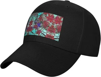 Produktbild von Baseballkappe mit Blumenmuster – Verstellbar – Schwarz