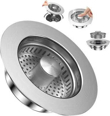 Produktbild von Famanu Abflussfilter und Waschbeckenstöpsel - 3-in-1 Edelstahl