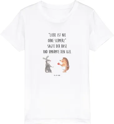 Produktbild von Mr. & Mrs. Panda Kleinkinder T-Shirt Hase Igel 3-4 Jahre (98/104) - Weiß - Geschenk, Lustige Sprüche, Herzschmerz, Kinder Mädchen, und, Trösten, Kindershirt, Teenager