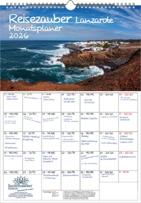 Produktbild von Reisezauber Lanzarote Planer DIN A3 Kalender für 2026 Arrecife Reise Urlaub Strand Spanien - Seelenzauber