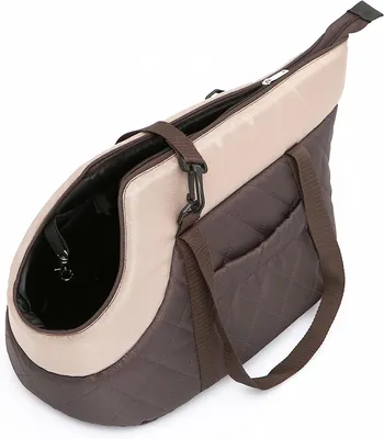 Obrázok produktu pre Ľahká prepravná taška pre psov 30x58x32 cm - mäkko polstrovaná, umývateľná, s rukoväťou na prenášanie Hnedá