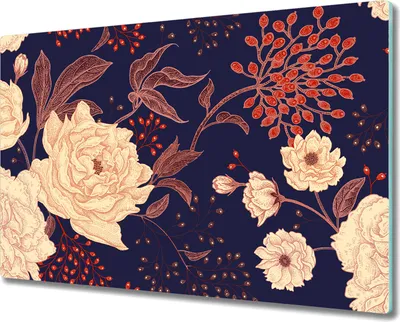 Produktbild von Glas-Herdabdeckplatte Glaskeramikkochfeld-Abdeckung Spritzschutz - 80x52 cm - Rose mit Vogelbeere
