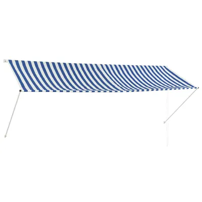 Image de Store rétractable 350 x 150 cm bleu et blanc