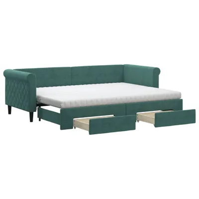 Immagine prodotto di vidaXL Letto da giorno allungabile con cassetti verde scuro 80x200 cm in velluto