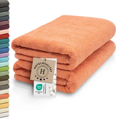 Produktbild von 2er Set Saunahandtuch, Baumwolle, 70x200 cm, terracotta (orange), 420g/qm