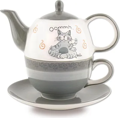 Produktbild von Mila Design 99402, Teekannenset, 400 ml, Grau, Keramik, 2 Tassen, 155 mm