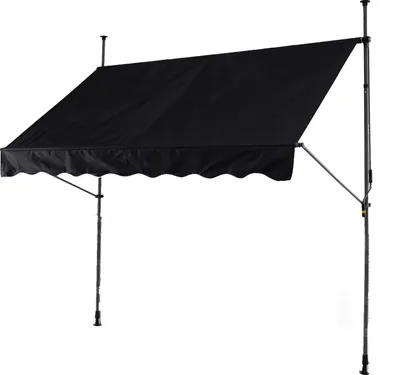 Produktbild von GOPLUS Klemmmarkise, Markise Balkon ohne Bohren, Markise mit Handkurbel, höhenverstellbar, UV-beständig & wasserabweisend (Schwarz,400 cm)