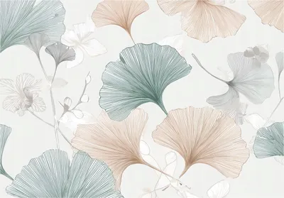 Produktbild von Fototapete Blume Abstrakt Ginkgo - 350x250 cm - Vliestapete Wohnzimmer Schlafzimmer - Vlies Fototapete Beige - 15936VX7