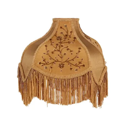 Produktbild von Lampenschirm im viktorianischen Stil, 35 cm hoch - Goldfarben - Stoff