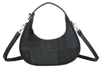 Image de Gallantry, sac à main pour femme en denim patchwork avec bandoulière, noir