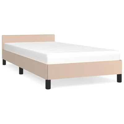 Image de vidaXL Cadre de lit avec tête de lit sans matelas Cappuccino 100x200 cm