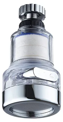 Produktbild von Antikalk Wasserhahn Filter mit 3 Strahlarten, 360 Grad drehbarer Strahlregler für Küchenarmatur, transparenter Wasserfilter mit Wechselkartusche, für Küche und Bad