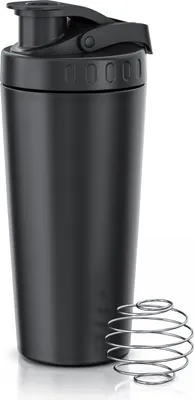 Immagine prodotto di Arendo protein shaker in acciaio inox, protein shaker 750 ml, richiudibile, lavabile in lavastoviglie, in acciaio inox, tazza di miscelazione, maniglia per il trasporto, senza BPA, per viaggi, yoga, fitness, sport