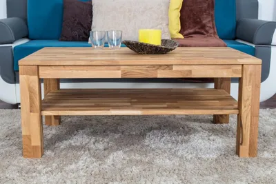 Produktbild von Beistelltisch Couchtisch Eiche Massivholz Farbe: Natur 45x105x65 cm