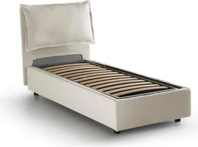 Produktbild von Einzelbett Dasenci, Containerbett mit Stoffbespannung, 100%  Italy, Frontöffnung, passend für Matratze Cm 90x200, Beige
