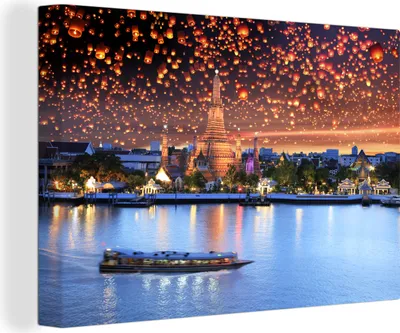 Zdjęcie produktu dla OneMillionCanvasses® - Obraz na płótnie - 140x90 cm, Bangkok - Tajlandia - Latarnie, grafika ścienna, dekoracja ścienna