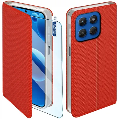 Immagine prodotto di Etui z klapką do Motorola G37 Zamykane Czerwone Futerał + Szkło 9H