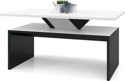 Produktbild von All4All Couchtisch Soro , kleiner Kaffeetisch , Wohnzimmertisch , Sofatisch mit Ablage , mit Einlegeplatten , Ausziehbar , Sofatisch , 100x60cm , 05 , Weiß+Schwarz