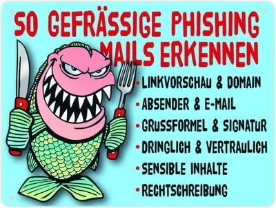 Produktbild von Phishing Mails Metallschild XL in 21x28 cm in blau zum Thema Phishing Mails