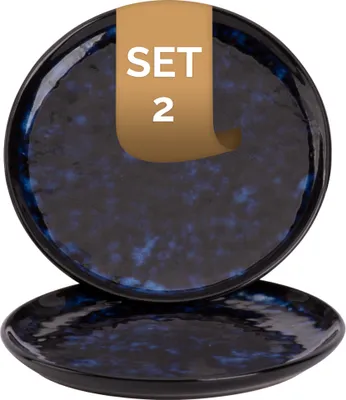 Produktbild von Palmer Bama Blue, Teller flach, Ø 15 cm, 2 Stück, blau/schwarz Steinzeug