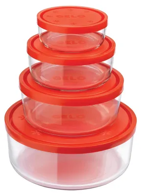 Vorratsdosen-Set, 4er-Pack, Glas, rund, transparent, gefriergeeignet