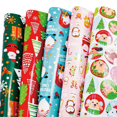 Immagine prodotto di Carta da regalo natalizia, 5 rotoli, 70 cm x 3 m, con motivi natalizi