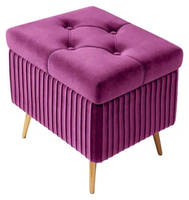 Immagine prodotto di Panca con spazio contenitore, poggiapiedi imbottito, sgabello, colore viola, 40 cm