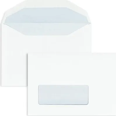 Produktbild von Kuvertierhüllen C6 80g/qm gummiert Sonderfenster VE=1000 Stück weiß