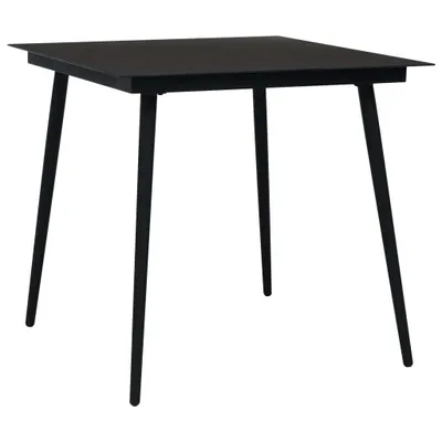 Image de Table à dîner de jardin Noir 80x80x74 cm Acier et verre