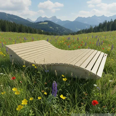 Produktbild von Holzliege Wellenliege Gartenliege Himmelssofa "Pool-Moni" (Fichte) 140cm