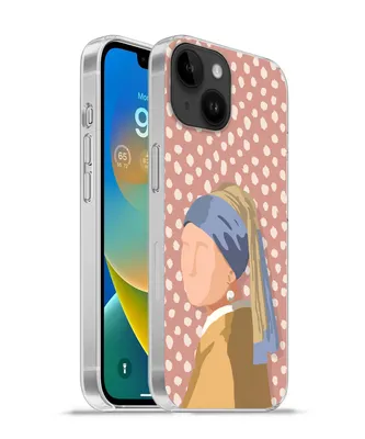 Produktbild von MuchoWow® Handyhülle Schutzhülle Hülle für Apple iPhone 14 - Softcase Alte Meister - Mädchen mit Perlenohrring - Dots - Vintage Silikon Softcase Handy Hülle - Mobiltelefonhülle