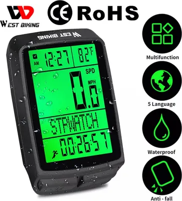 Produktbild von WEST BIKING Multifunktionaler drahtloser wasserdichter Fahrradcomputer-Tachometer Neu