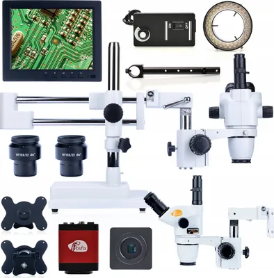 Immagine prodotto di Rosfix Set Moon Pro MSMP-T-SDMS1-6745 - Microscopio Stereo Trinoculare con Fotocamera HDMI/VGA da 2 MP, Display da 8" e Luce Ad Anello LED | Zoom 6
