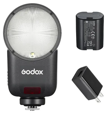 Zdjęcie produktu dla Lampa błyskowa Godox V1mid C do aparatów fotograficznych z funkcją TTL i szybką synchronizacją, zasilana akumulatorem litowo-jonowym, przenośna lampa błyskowa przeznaczona do lustrzanek cyfrowych Canon, wtyczka amerykańska