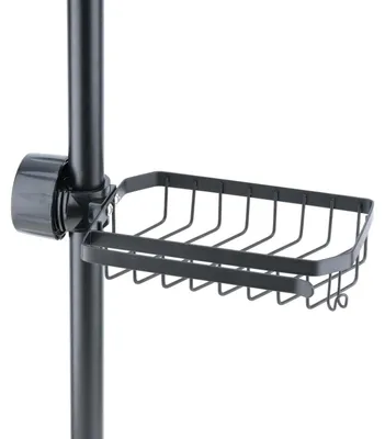 Produktbild von Duschablage Edelstahl Rostfrei 22–32 mm Schwarz ohne Bohren mit Handtuchstange