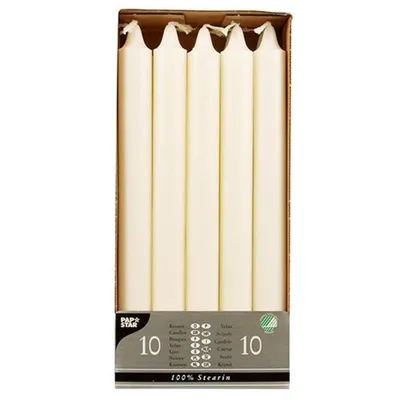 Produktbild von Papstar Kronkerzen Ø 2,2 cm 24 cm weiß aus 100 % Stearin, 12 x 10 Stück