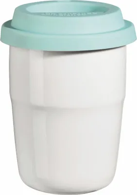 Obrázek produktu pro ASA Thermobecher weiß, Deckel türkis  d. 8,5 cm, h. 12,4 cm, 0,2 l., double-wa