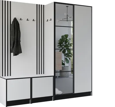 Image de KIER FURNITURE Armoire EDEN, armoire de chambre, penderie, armoire d'entrée, blanche, 211,2 x 205 x 39 cm