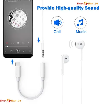 Produktbild von USB C auf Aux 3,5mm Klinke Adapter Kabel  Samsung Huawei Weiß