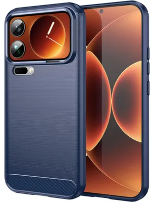 Produktbild von Hülle für Xiaomi 17 Pro Max, Carbon-Faser TPU Silikon Stoßfest Schutzhülle Blau
