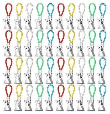 Obrázok produktu pre 30 kusov držiakov na uteráky, nerezová oceľ, 5 farieb, rozmer 5,2 x 1,4 cm