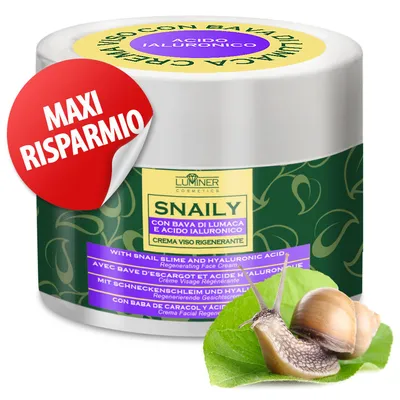 Immagine prodotto di LUMINER Crema viso bava di lumaca 150ml: antirughe e idratante con 70% bava, acido ialuronico e vitamina C. Azione antimacchia e antietà naturale