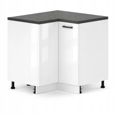 Produktbild von ULWEHOME Unterer Eckunterschrank 90x90 mit 2 Fronten, Weiß Hochglanz | Küchenmöbel der Serie EKO